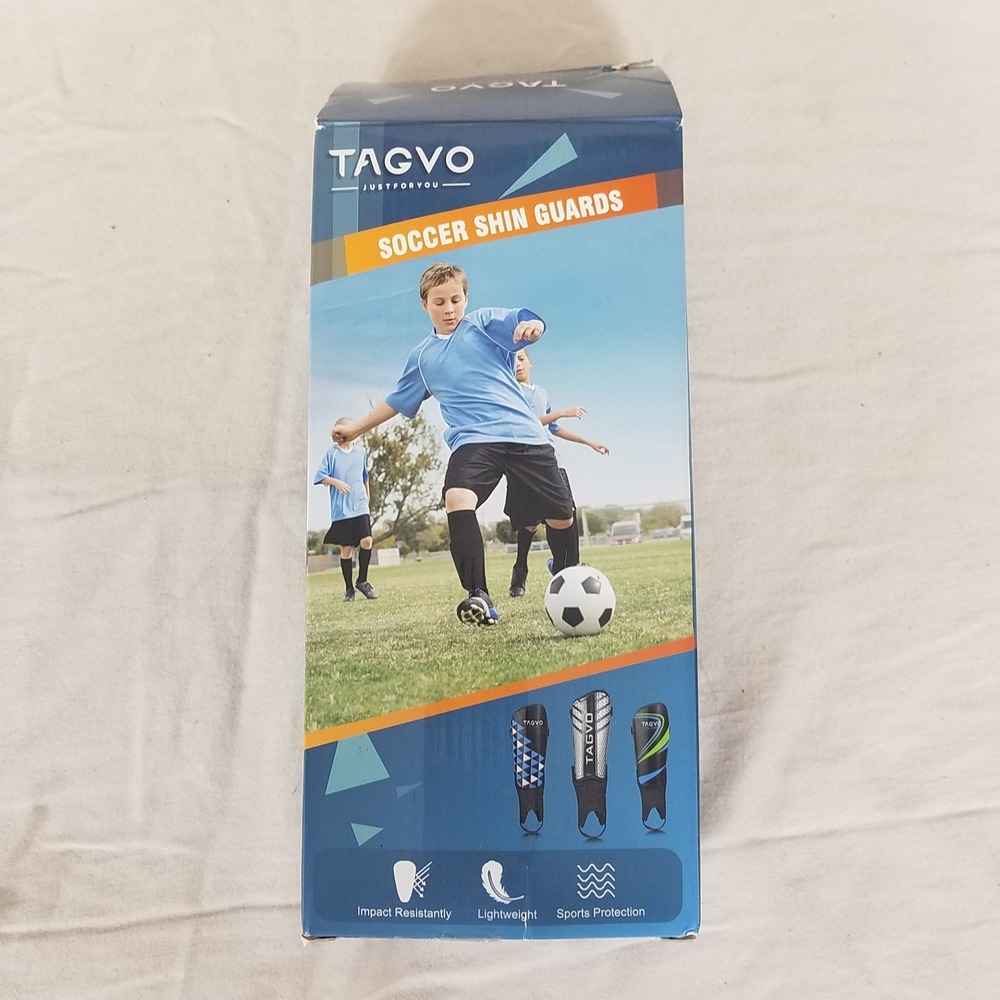 TAGVO Soccer Shin Guards Youth Medium Black New Lightweight Ankle Sleeves Straps